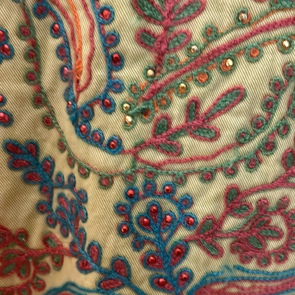 Coldwater Creek lime colored long sleeved jacket with beaded designs. Size PS. - Picture 9 of 11